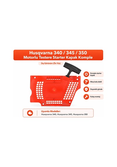 Algaride Husqvarna 340 345 350 Uyumlu Starter Kapak Komple Marş Mekanizmalı Motorlu Testere Çekme Starteri Yedek Parça