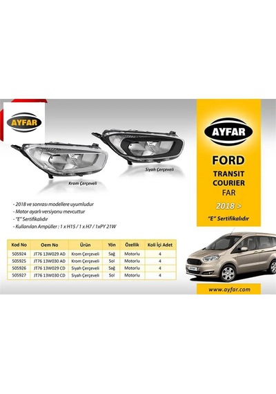 Far Sağ Siyah Çerçeveli Ford Transıt Courıer 18 Ayfar Jt7613w029cd/ 2263642
