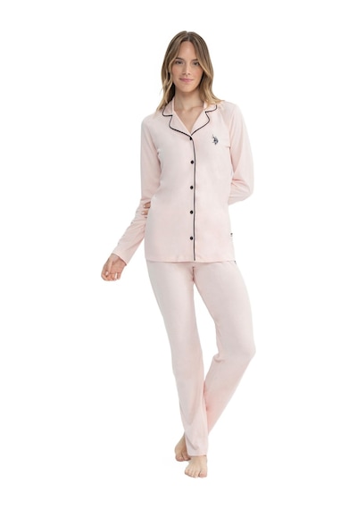 U.s. Polo Assn. - Kadın Pembe Boydan Patlı Pijama Takımı Pembe