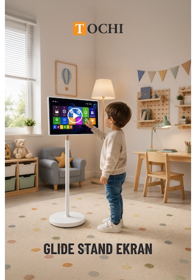 Tochı Glide Stand 32 Inç Android Dokunmatik Akıllı Ekran Full Hd Taşınabilir Ayaklı Şarjlı Monitör Wi-fi Bluetooth Yatay Dikey