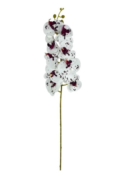 Yapay Çiçek Çilli Bordo Beyaz Islak Orkide Gerçeksi Doku Uzun Dal 90 Cm