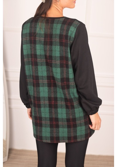 Armonika Kadın Haki Sırtı Ekose Desen Sweatshirt Arm-21k024045