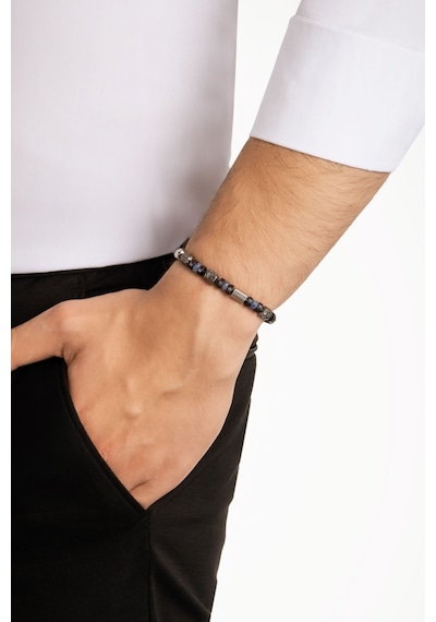 So Chic  Lav Ve Hematit Taşlı Erkek Çelik Bileklik Siyah