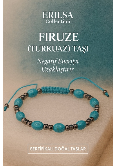 Sertifikalı Firuze Turkuaz Taşı Bileklik - Doğal  Ve  si Mavi