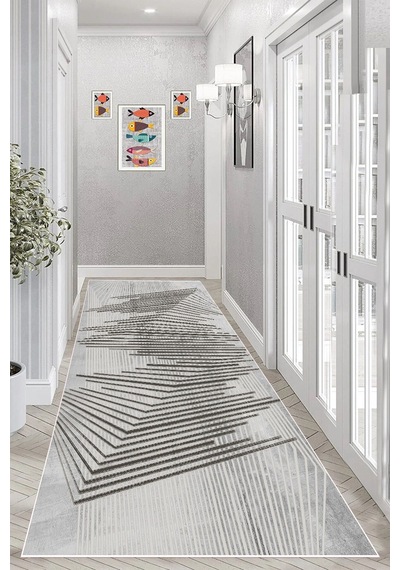 Eliana Home Dijital Baskı Yıkanabilir Kaymaz Taban Salon Halısı Ve Yolluk Rv097-fnl384 Gri