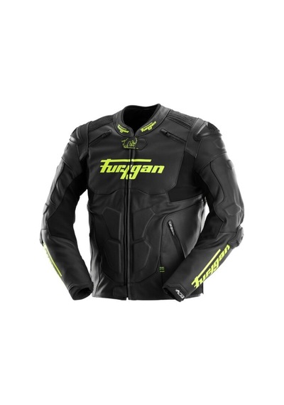 Furygan Raptor Evo 3 Deri Motosiklet Ceketi Siyah Neon Sarı Karışık-Çok Renkli