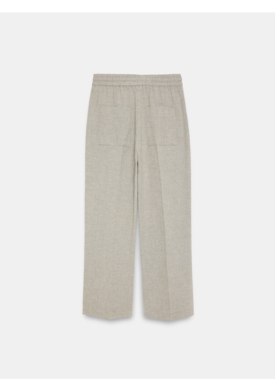 Dilvin 72730 Keten Karışımlı Bağcıklı Pantolon-taş