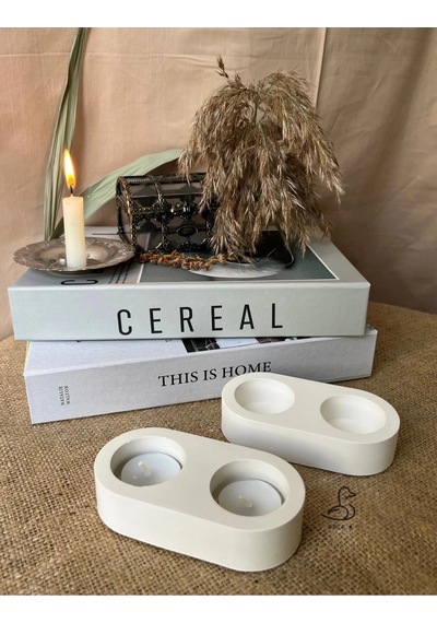 Dairesel Tealight Mumluk/şamdanlık 2 Li 14-7 Cm Beyaz