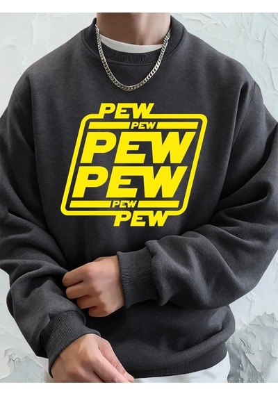 Startmore Tarzsokak Pew Pew Mektup Baskılı Erkek Sweatshirtleri Kışlık Oversize Kapüşonlu Üstler Spor Bisiklet Ya Antrasit