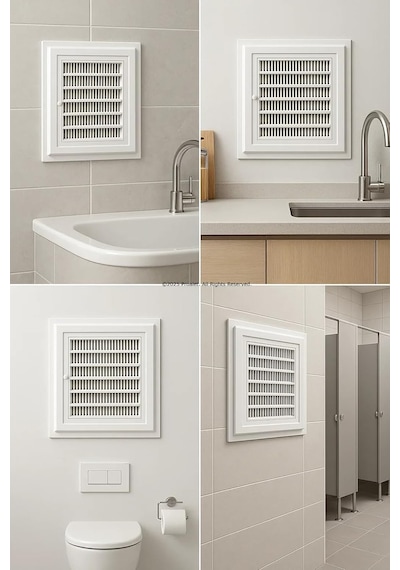 Plastik Banyo Wc Havalandırma Menfezi, Kolay Montajlı, Ekonomik, Sinek Böcek Geçirmeyen Yapı, Çift Taraflı Bantla Kullanılabilir, Buhar Ve Nem Önleyici, Panjur Sistemli 40x40 Cm