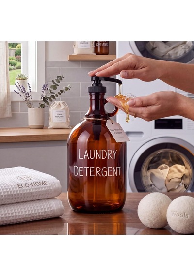 Laundry Detergent Yazılı 1200 Ml Pompalı Deterjan Kutusu, Çamaşır Odası Ve Banyo Düzenleyici Organizer