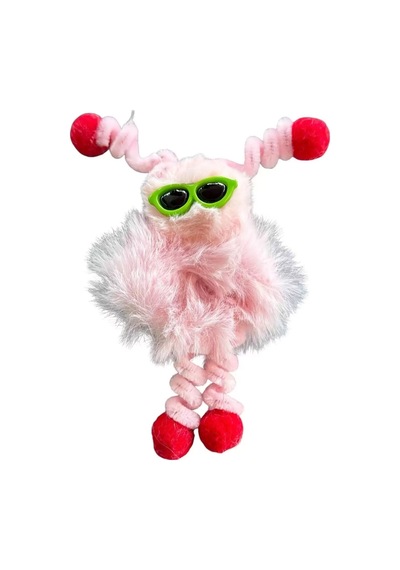 Caş Dekorasyon Pembe Renk Canavar Figürlü Gözlüklü Peluş Simit Toka Pembe