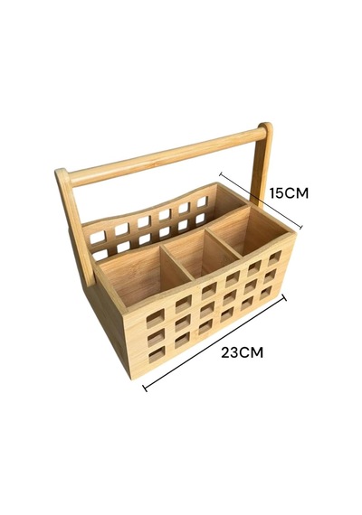 4 Bölmeli Bambu Kaşıklık Tezgah Üstü Kaşıklık 4807 Çok Renkli