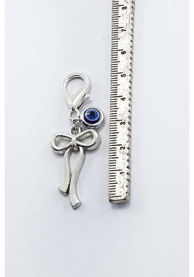Metal Fiyonk Metal Nazar Boncuğu Klipsli Küçük Charm Anahtarlık C