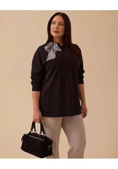 Büyük Beden Fular Yakalı Sweatshirt10002522314010 Siyah