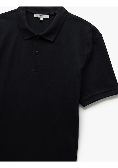 Koton Kısa Kollu Pamuklu Pike Kumaş Polo Yaka Slim Fit Tişört Siyah 5sam10012mk Siyah