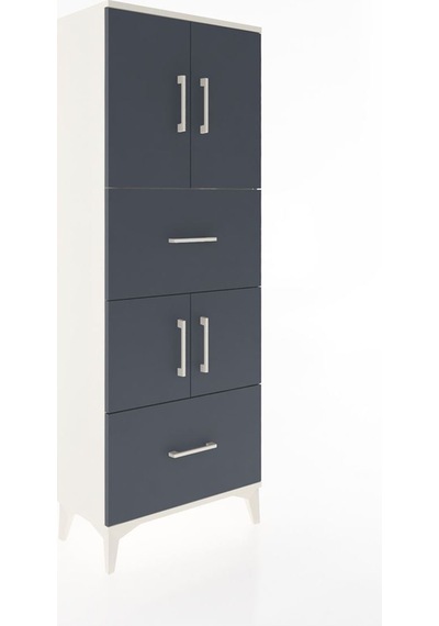 Arges Dolap 3 Raflı 2 Çekmeceli 4 Kapaklı 60x30x163 Aytaşı-antrasit Aytası