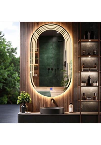 Eloura Günışığı Lazer Kumlamalı Lavabo & Banyo Aynası Dokunmatik Sensörlü 90 X 50