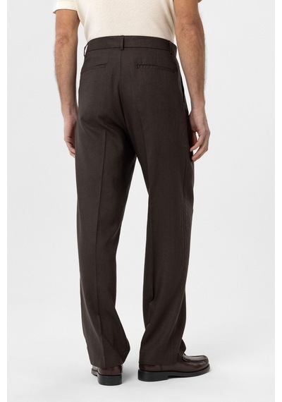 Antioch Keten Karışımlı Erkek Baggy Pantolon Kahve