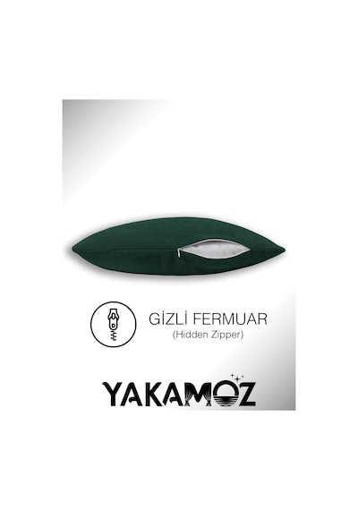 Zümrüt Yeşili Kırlent , Yastık Kılıfı Kadife Görünümlü Velvet Touch Serisi Zümrüt Yeşil