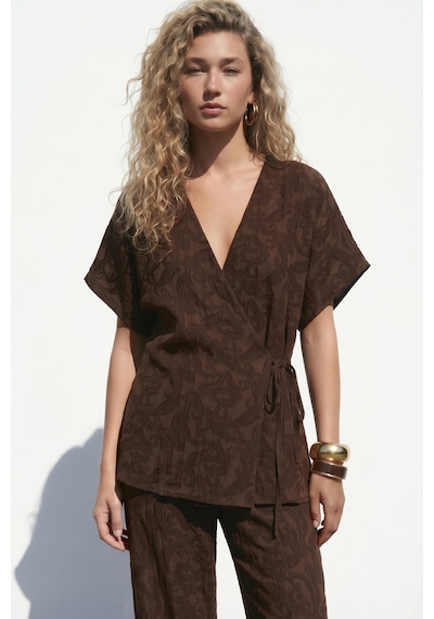 Sateen Lily Kimono - Kahve-137518