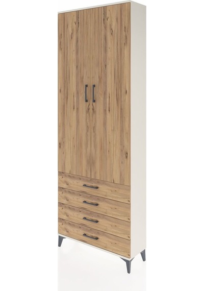 Arges Dolap 2 Raflı 4 Çekmeceli Tek Askılı 88x30x243 Aytaşı-çam Aytaşı