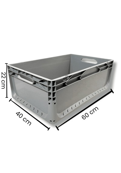 Alpbx 1.kalite Gri Plastik Kasa 60x40x22 Cm - Kutu 44 Litre Gri