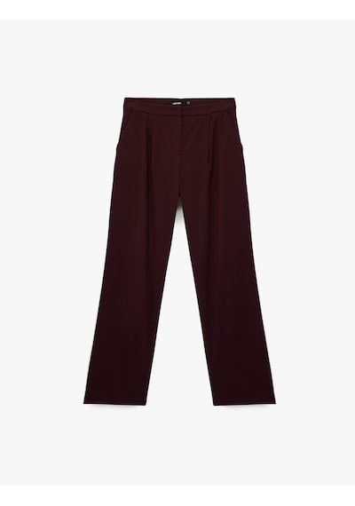 Koton Cepli Düz Geniş Paça Palazzo Kumaş Pantolon Bordo 6wak40168pw Bordo
