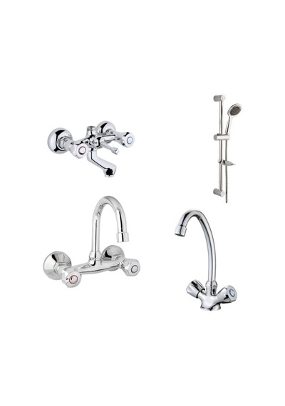 Erce Klasik Banyo Lavabo Eviye Bataryası Sürgülü Duş Takımı