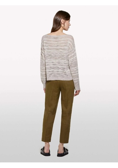 Sisley %100 Keten Beli Lastikli Önü Pileli Pantolon Kadın Yeşil Pantolon - 325p4aghlf00s