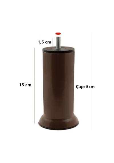 Mobilya Kanepe Baza Koltuk Çekyat Yükseltme Ayağı Ince Diş M8 Kahverengi Plastik 15 Cm 4 Adet Kahverengi