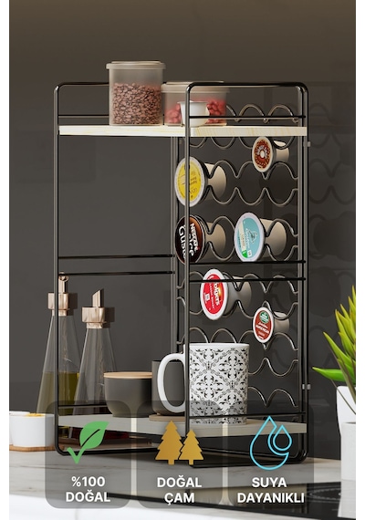 Çok Amaçlı Dolap Kahve Köşesi Standı Kahve Makinası Organizer Düzenleyici Tezgah Üstü Mutfak Dolabı