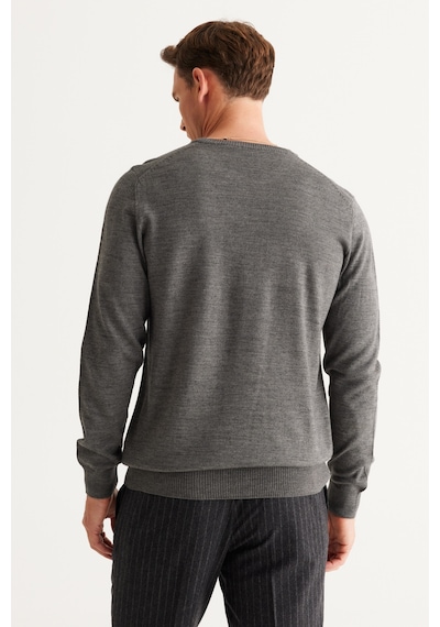 AC&Co / Altınyıldız Classics Erkek Grı Melanj Standart Fit Normal Kesim Bisiklet Yaka Triko Kazak Gri Melanj AC&Co / Altınyıldız Classics Erkek Grı Melanj Standart Fit Normal Kesim Bisiklet Yaka Triko Kazak Gri Melanj