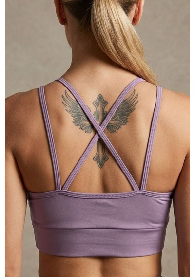 Aura Collections Çapraz İp Askılı Çıkarılabilir Pedli Sporcu Sütyeni Bralette Mor