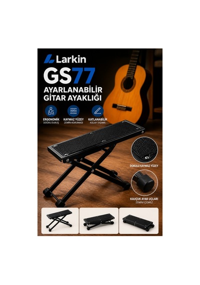 Larkin Gs77 Katlanabilir Ayarlanabilir Gitar Ayaklığı Ayak Sehpası Foot Rest
