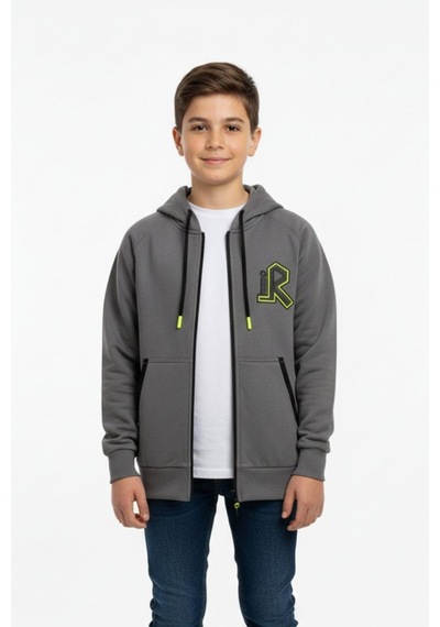 Kapüşonlu Fermuarlı Yandan Cepli Baskılı %100 Pamuk 2 İplik Mevsimlik Erkek Çocuk Sweatshirt-90936 Füme Kapüşonlu Fermuarlı Yandan Cepli Baskılı %100 Pamuk 2 İplik Mevsimlik Erkek Çocuk Sweatshirt-90936 Füme