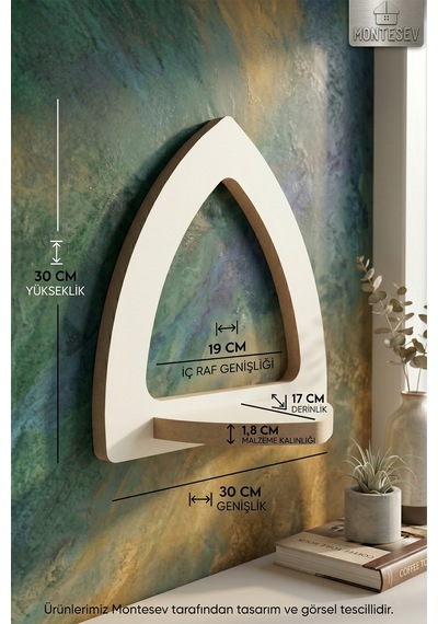 Ahşap Dekoratif Duvar Rafı 2 Li / 3 Lü Set Mtsv - 145 Beyaz