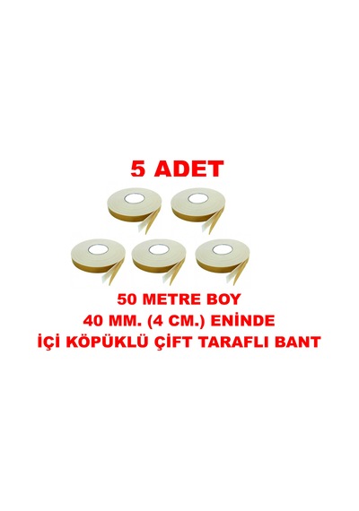 Çift Taraflı İçi Köpüklü Sarı Bant 50 M. Uzunlukta 40 Mm-4 Cm Ebatında 5 Adet