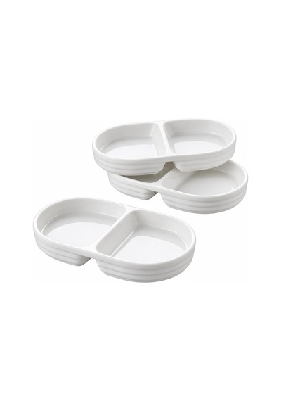 2 Bölmeli Porselen Çerezlik 3 Lü Set, 17 10 2,2 Cm, Beyaz Oval Kuruyemiş Ve Kuru Meyve Tabağı, Kahvaltılık Zeytinlik, Meze Ve Atıştırmalık Sunum Tabağı, 3 Adet