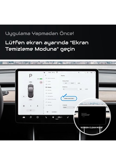 Tesla Model Y Ekran Koruyucu 15 İnç İle Uyumlu Şeffaf Nano