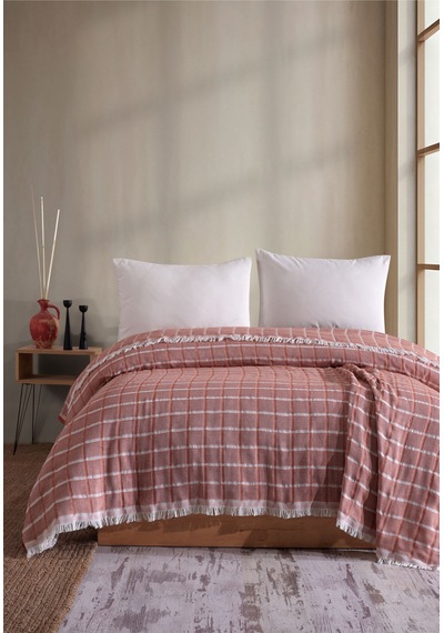 Miracolo Home Müslin 4 Katlı Yatak Örtüsü Pike Çift Kişilik Pamuklu Çift Kişilik 200x230 Kırmızı