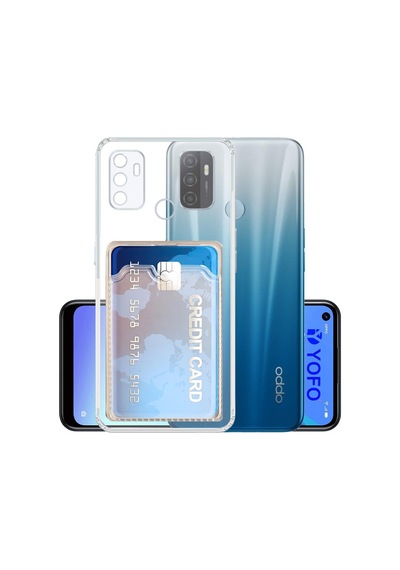 Apsuwa Oppo A53 Kamera Korumalı Kartlıklı Setra Şeffaf Silikon Kılıf