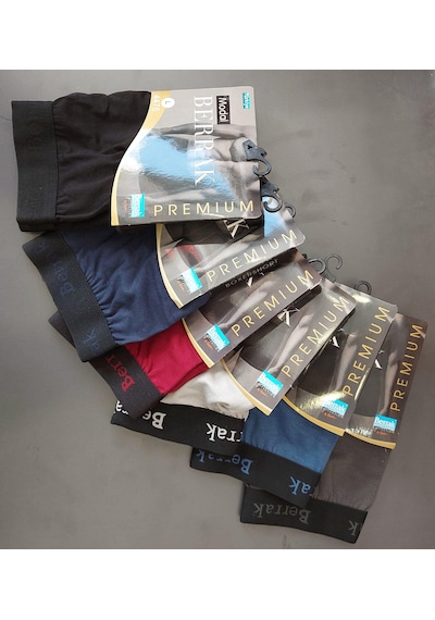 Berrak 4476 Erkek Modal Çok Renkli Likralı Boxer 6 Adet Çok Renkli