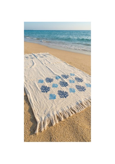 %100 Pamuk 4 Katlı Müslin Kumaş Plaj Havlusu / Peştemal / Banyo / Hamam Havlusu 90 X 190 Cm Ekru - 867455468 Ekru