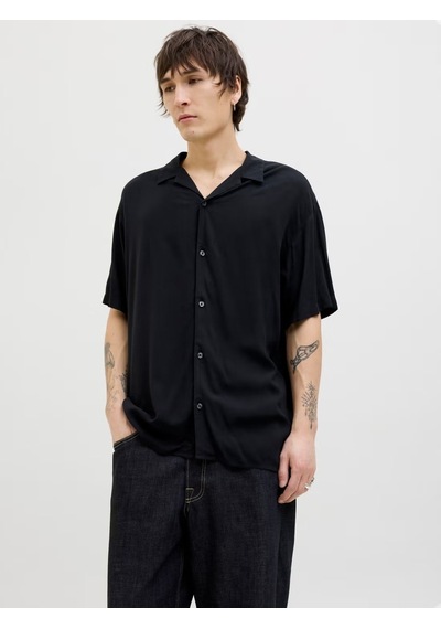 Jack&jones Jack & Jones Jjejeff Solıd Resort Shırt S/s Sn Erkek Siyah Gömlek
