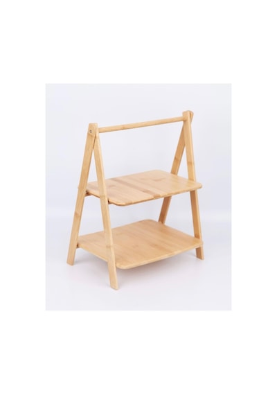 2 Katlı Dikdörtgen Bambu Servis Sunum Seti Büyük Boy, Kuru Pasta, Kurabiye Ve Kek Sunumları İçin Büyük Boy 38cm-30cm-22.5cm Çok renkli
