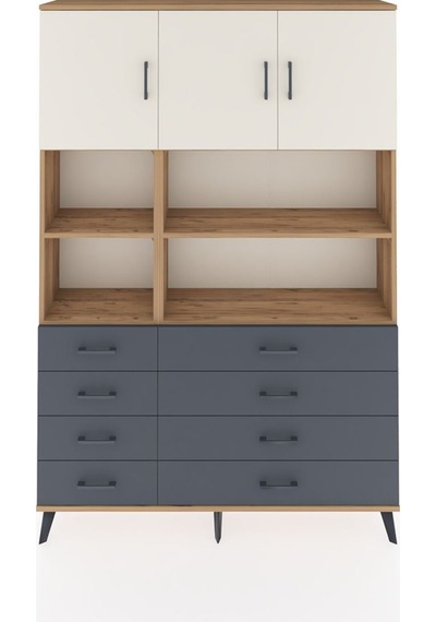 Arges Dolap 8 Raflı 8 Çekmeceli 3 Kapaklı 132x30x195 Çam-aytaşı/antrasit Aytası/antrasıt Arges Dolap 8 Raflı 8 Çekmeceli 3 Kapaklı 132x30x195 Çam-aytaşı/antrasit Aytası/antrasıt