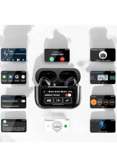 Ekranlı Kablosuz Bluetooth Kulaklık Anc Enc Destekli Dokunmatik Kontrol 00