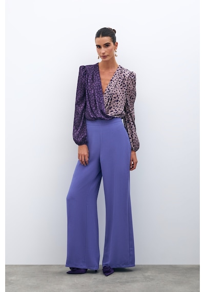 Sateen Salaş Krep Pantolon - Mor