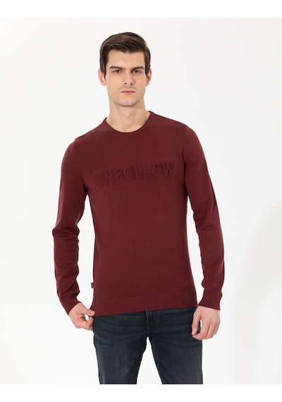 Pierre Cardin Erkek Bordo Triko Kazak 50259797-vr014 Bordo